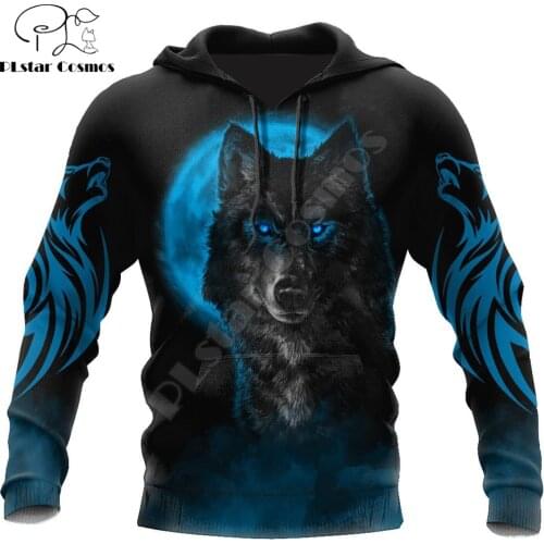 Beautiful The Blue Moon Wolf 3D All Over Printed Men Hoodie Autumn Unisex Sweatshirt Zip Pullover Casual Streetwear KJ461