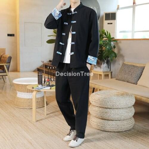 2021 chinese traditiona mens tang suit sets jacket+pants set oriental traditional kung fu suit wu shu tai sets men tracksuit