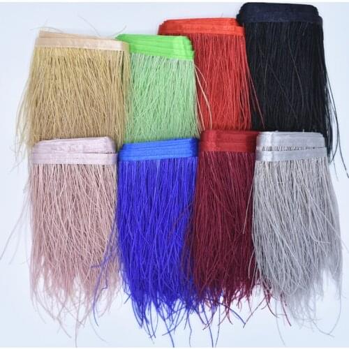 Natural Peacock Feathers Silk Flue Trim Fringe Ribbon 5-8" Width Hair Feathers for Crafts Peacock Feather Decor Plumas Carnaval