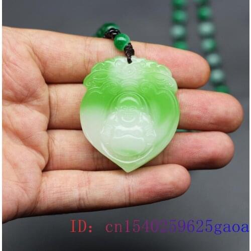 Jade Buddha Pendant Lucky Jewelry Necklace Charm Gifts Hand-Carved White Green Women Jadeite Fashion Amulet Men Natural Bead