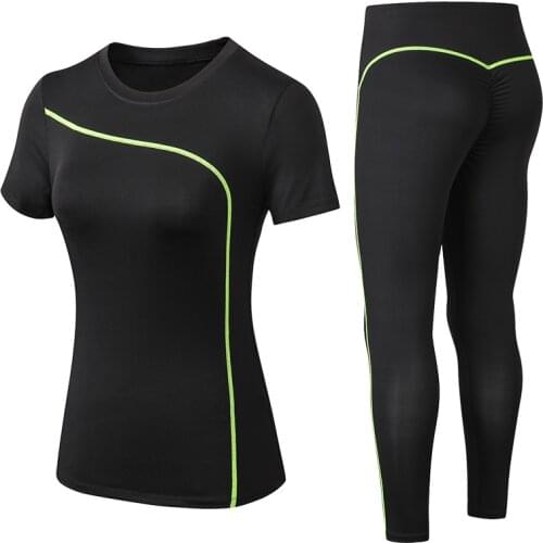 New Women Gym Sets 2 piece Yoga Set Gym Clothes Tennis Yoga Shirt + Seamless Leggings Workout Sports Suit Active Wear