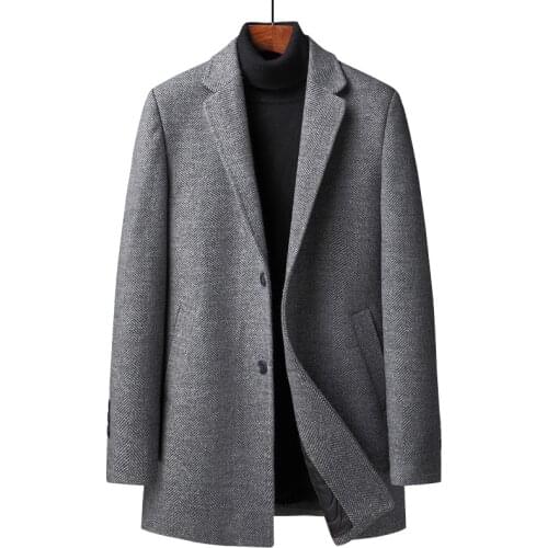 New Arrival Fashion Autumn Winter Woolen Coat Men Windbreaker Thickened Casual Single Breasted Plus Size M L XL 2XL 3XL 4XL