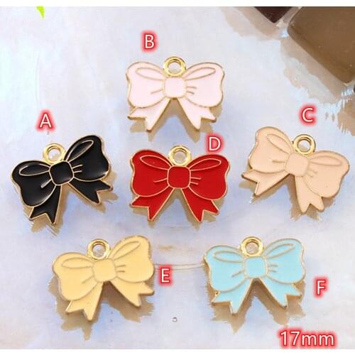 Bowtie Charms for Jewelry making Colorful Enamel Bow Knot Charm Pendant 10pcs Gold Metal Pendants for Earrings Findings