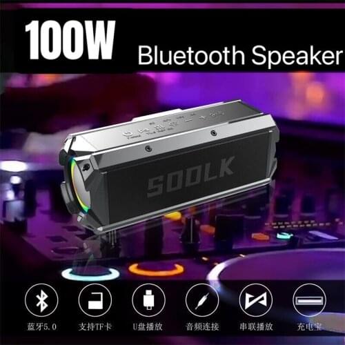 100W High Power Bluetooth Speaker Portable Outdoor Subwoofer Wireless Speaker Home Theater TWS Stereo Sound Bar with Power Bank