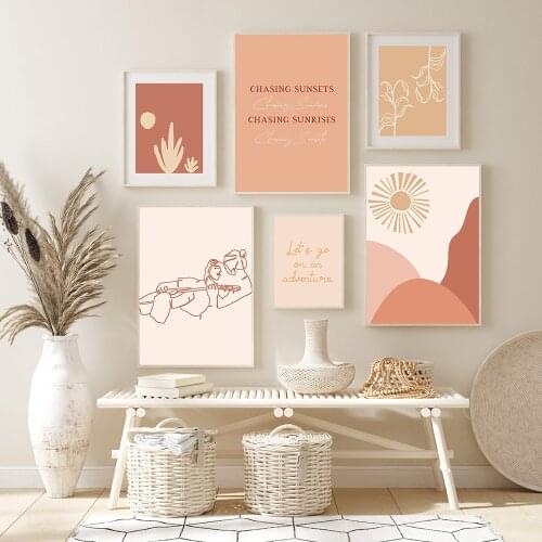 Wanderlusts Travel Poster Boho Abstract Desert Sun Prints Earth Tone Colors Gallery Wall Art Pictures Canvas Painting Home Decor