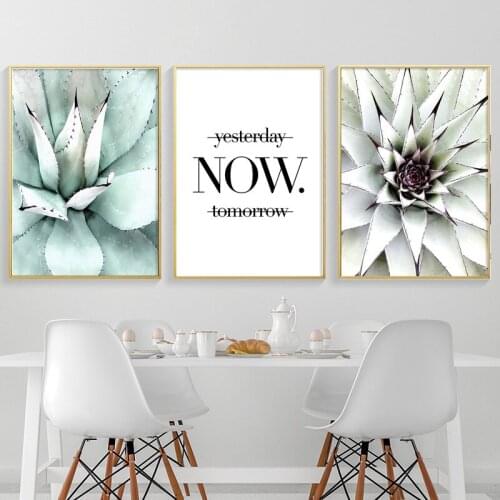 Scandinavian Style Green Plant Poster Succulent Landscape Canvas Painting Life Quote and Print Wall Art Pictures for Living Room