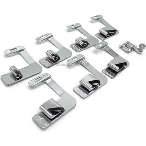 DHL 50set ABEDOE 8pcs Rolled Hammer Foot Spare Parts Accessories 4/8" 5/8" 6/8" 8/8" Presser Foot Sewing Machine shoe Sewing