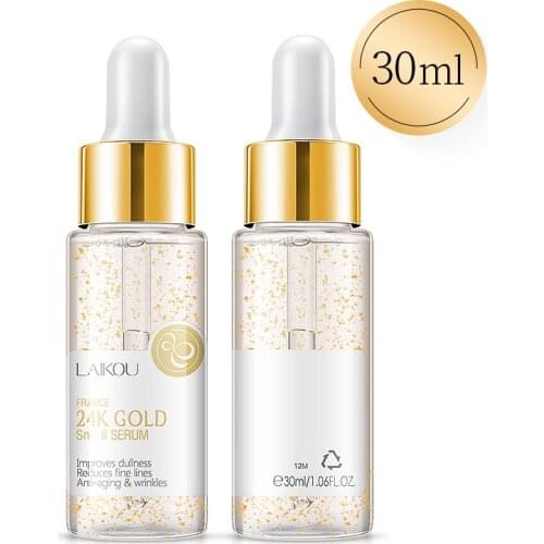 New Product 30ML 24K GOLD Snail Facial Serum Anti-aging Wrinkle Hyaluronic Acid Essence Shrinks Pores Repairs Dry Loose Skin