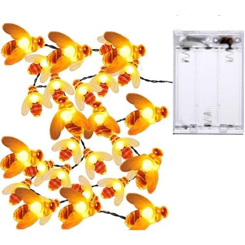 1.5/3m Bee Shaped 20 LED String Light Battery Operated Christmas Garlands Fairy Lights For Room Holiday Party Garden Decoration