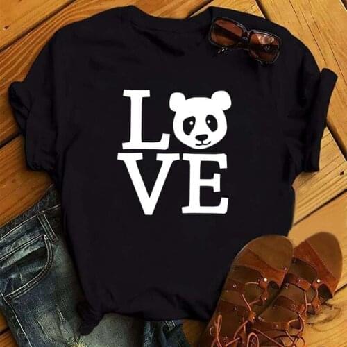 Funny T-shirts Women 90s Cartoon Panda Love Tshirt Cute Trend Animal Printing Fashion Clothes Tshirt Top Lady Print Tee T-Shirts
