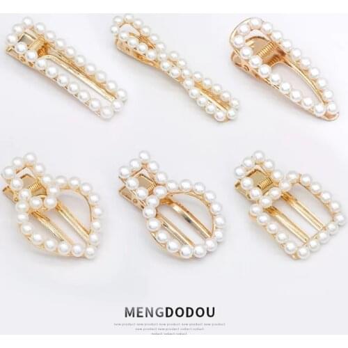 Pearl Hair Clip Barrette Headwear Hair Accessories Hair Jewelry Sets Ornament Korea Metal Haripins For Womes Gifts vip-link