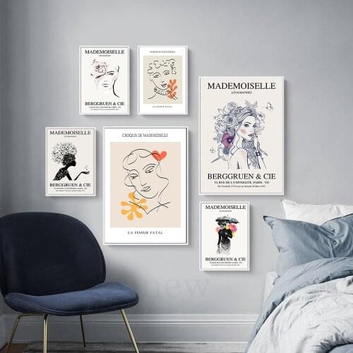 Femme Fashion Posters Abstract Mademoiselle Exhibition Print Canvas Art Painting Wall Pictures Modern Living Room Home Decor