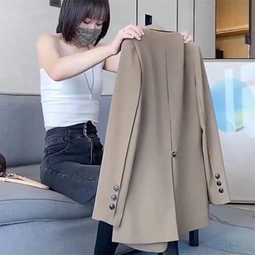 Women Suit Jacket 2021 Women Spring Autumn New Small Suit Jacket Mid-lengt Suit Trend Korean Version Of The Thin Loose Lace Coat