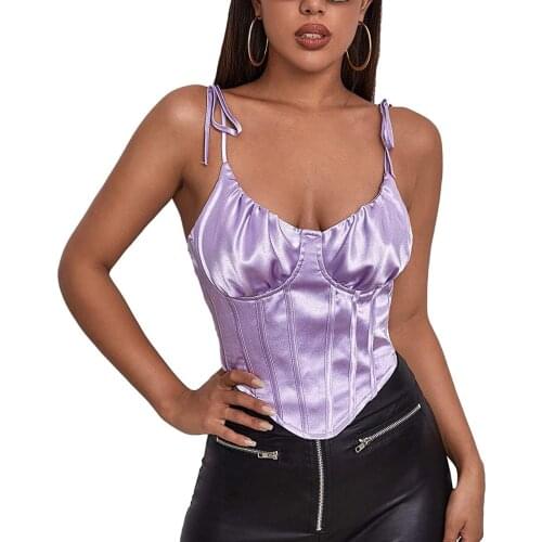 Women’s Solid Color Bustier Tops Pleated V-neck Drawstring Irregular Hem Lace-up Sling Vest Camis Crop Top For Female Clothes