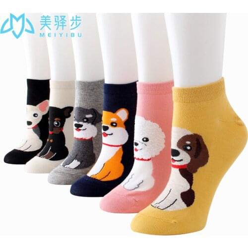 12 Pairs Per Set Cartoon Puppy Womens Socks Amazon Hot Selling Popular Womens Sock Cute