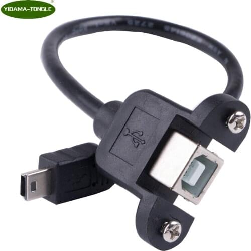 Mini USB 5Pin Mini-USB A male to USB 2.0 Type B Female Adapter Connector Panel Mount Printer Cable 30cm With M3 Nuts Top Quality