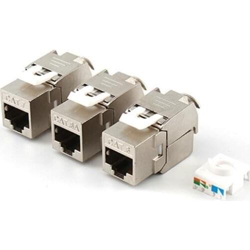 50PCS RJ45 Keystone Cat7 Cat6A Cat6 Shielded FTP Zinc Alloy Module 10GB Network Keystone Jack Connector Adapter cat7 rj45