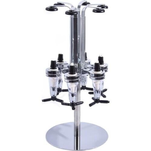51CM Creative 6 Bottle Wine Red Rotating Cart Bar Cocktail Theroom Liquor Beverage Dispenser Rack Wine Stand Barware Pour Frame