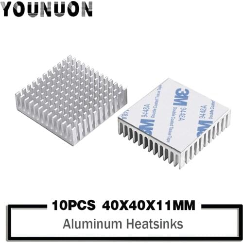 10pcs YOUNUON 40mm 40x40x11mm Aluminum Heatsink Heat Sink Radiator Cooling cr For Electronic Chip IC LED With Thermal Conductive