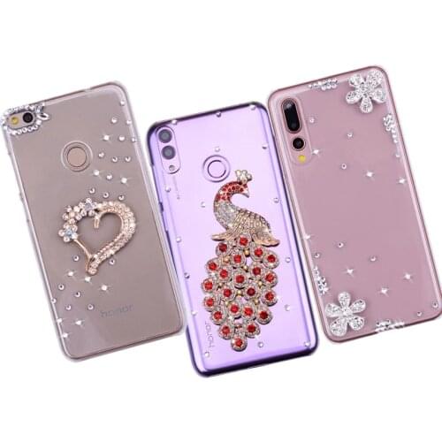 For Huawei P30 Pro P20 Lite Mate 20 Bling Crystal Diamond Rhinestone Cover Honor 10 9 8 Lite 9A 9S 8A 8C 8X 7A 7C Case
