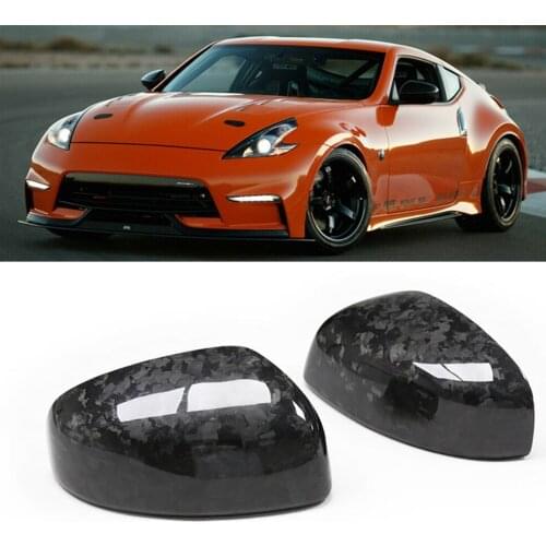 Real Carbon Fiber Stain Side Rearview Mirror Cover Cap For Nissan Z34 370Z 2009-2019