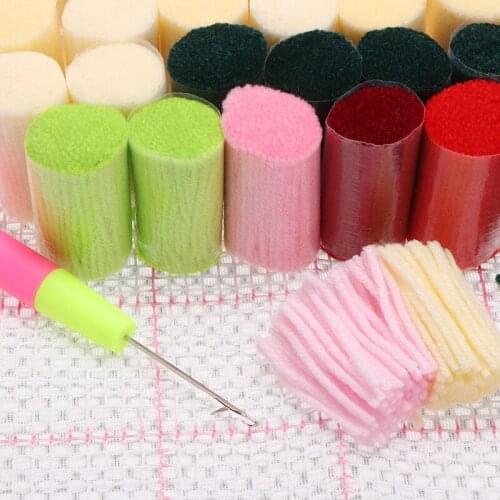 Floral Carpet Crocheting Kit DIY Cushion Carpet Pillow Mat Flower Latch Hook Rug Kit Needlework Crocheting Embroidery