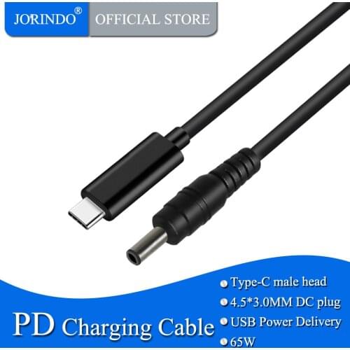 JORINDO 1.5M/4.9FT,Type-C male head to 4.5*3.0MM notebook PD fast Charging Line,USB-C to 4.5*0.6MM cable 20V 3.25A 65W