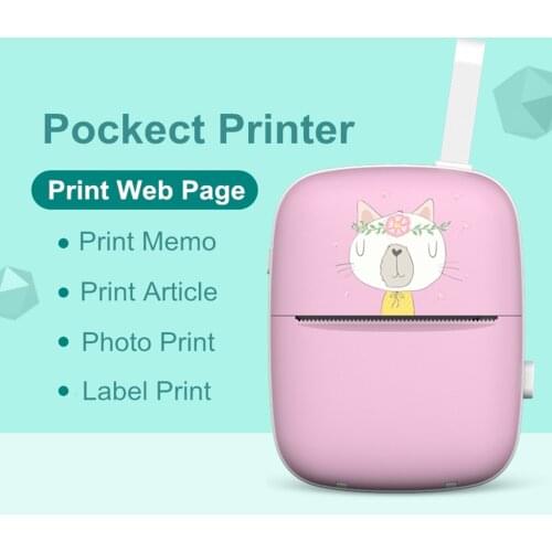 Pocket Thermal Printer Portable Thermal Printing Machine Bluetooth Photo Picture Lable Office Home Mobile Android iOS Phone 55mm