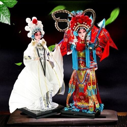 Chinese Style Q Version of Peking Opera Doll Silk Female General Mu Guiying Ethnic Characteristic Home Collect Ornament Souvenir