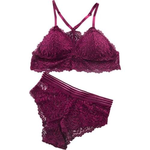 Sexy Lace Bra Sets Women Seamless Embroidery Bralette Wireless Breathable Underwear Lingerie Set