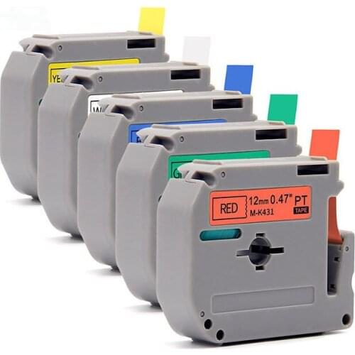 5pk Mix colors Compatible Brother P-touch Label Tape MK231 MK431 MK531 MK631 MK731 M tapes black on white/yellow/red/blue/green
