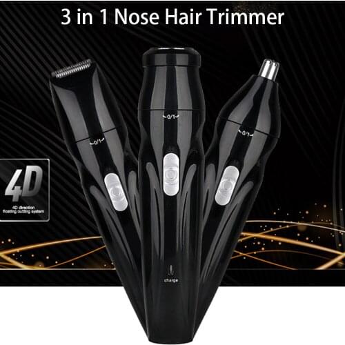 Multifunctional Water Wash Rechargeable 3 in 1 Electric Nose Hair Trim Men Nose Hair Trimmer Ear Face Eyebrow Hair Removal Suit