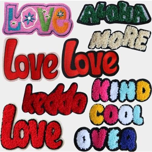 Fashion Red Towel Embroidery Patch Alphabet Sticker Letter English Embroidery For Needlework DIY Sewing Stripes Applique Fabrics