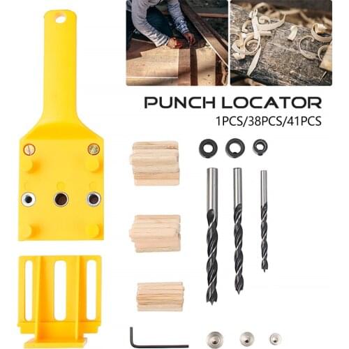 6/8/10mm Wood Doweling Jig Kit Drill Bit Hole Puncher Handheld Pocket Hole Jig Dowel Self-Centering Guide Locator Jig 1/38/41pcs