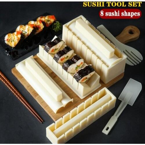 10Pcs/Set Sushi Maker Equipment Kit,Japanese Rice Ball Cake Roll Mold Sushi Multifunctional Mould Making Sushi Tools DIY