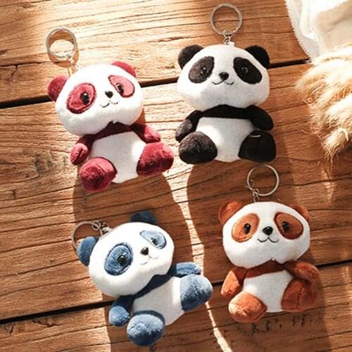 2020 New 10cm Cute Cartoon Panda Plush Stuffed Animal Toys Key Chain Key Ring Pendant Kids Present Doll Hot Sale