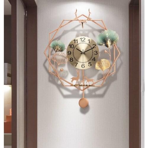 New Chinese style living room fashion creative art clock light luxury decorative household atmospheric watch silent wall clock