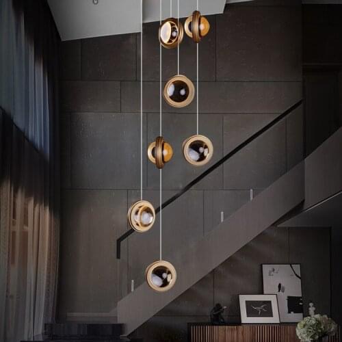 Simple crystal Pendant lamp Northern Europe Personality bar table chandelier light Villa Dining room bedroom creative Stair lamp