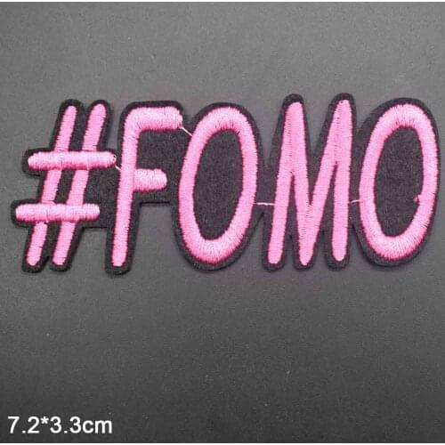 Pink FOMO Iron On Embroidered Clothes Patches For Clothing Stickers Garment Wholesale