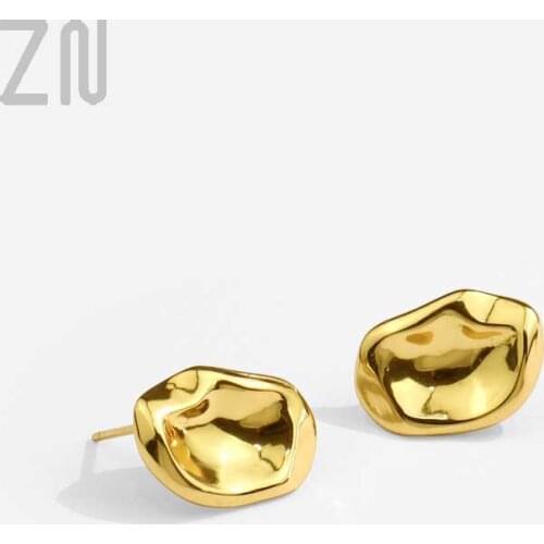 ZN 2021 New Creative Design Geometric Stud Earrings for Women Trendy Simple Ladies Ear Accessories Fashion Casual Jewelry Gifts