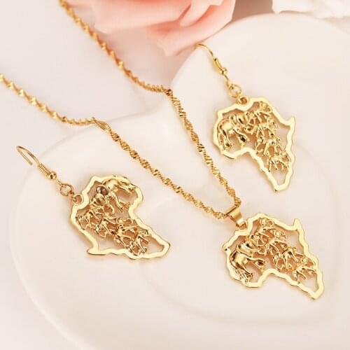 Gold color africa Map Flag elephant drop earrings pendant Trendy Jewelry Gifts party women girls kids party Jewelry sets