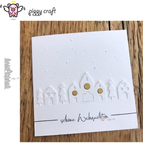 Piggy Craft metal cutting dies cut die mold House tree castle edge Scrapbook paper craft knife mould blade punch stencils dies