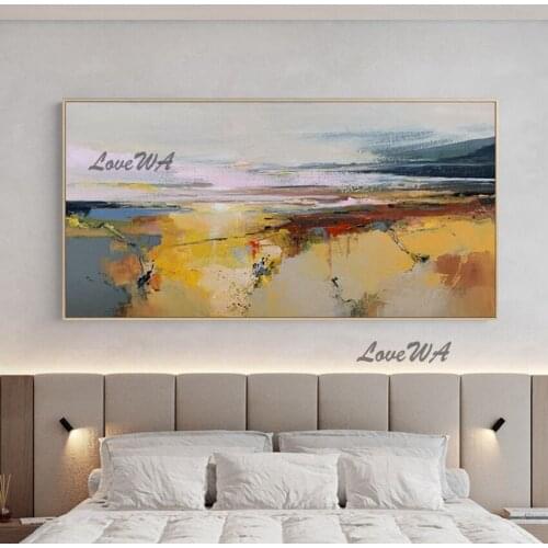 Sunrise Seascape Warm Color Department Photo Wall Art Modern Abstract Art Painting On Canvas Hand Painted Decor For Home Unframe