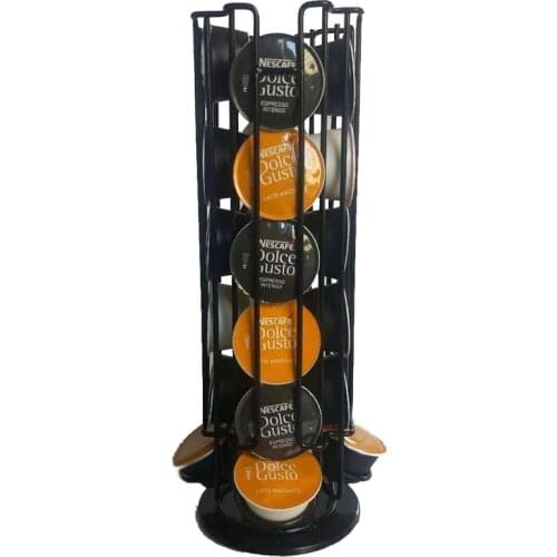 24cups Rotatable Coffee Pod Holder For Dolce Gusto Capsule Display Capsule Rack Stainless Steel Tower Stand Storage Shelves