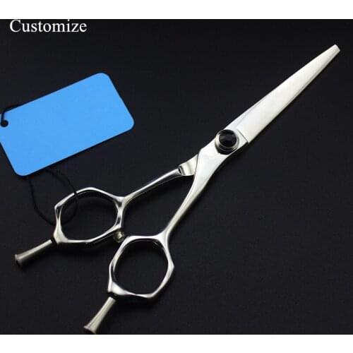Customize logo japan 440c 6'' A shape cut hair salon scissors cutting barber makas scissor Thinning shears hairdressing scissors