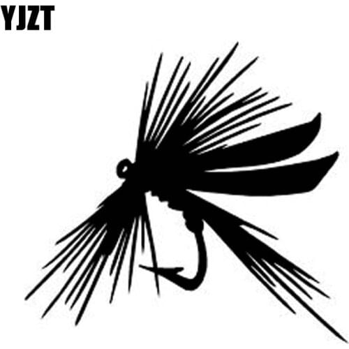 YJZT 13cm*12cm FLY FISHING LURE Personality Vinyl Car-styling Car Window Sticker Decals Black Silver Accessories C11-0218