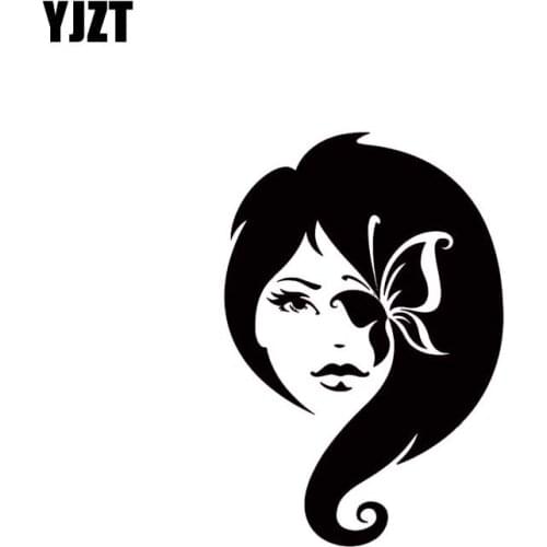 YJZT 9.7*14.3CM Sexy Elegant Butterfly Girl Fashion Style Cartoon Design Car Sticker Vinyl Decal Black/Silver C20-0757