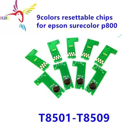 9pcs/Set 80ml T8501-T8509 Permanent Chip for Epson P800 Printer P800 Permanent Chip Use for Refill Ink Cartridge T8501-t8509