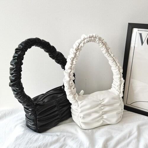 Women Foldable Handbag Soft Messenger Bag Ruched Shoulder Bag Small Mini Top handle Tote Bag Girls Daily Coin Purse Bag