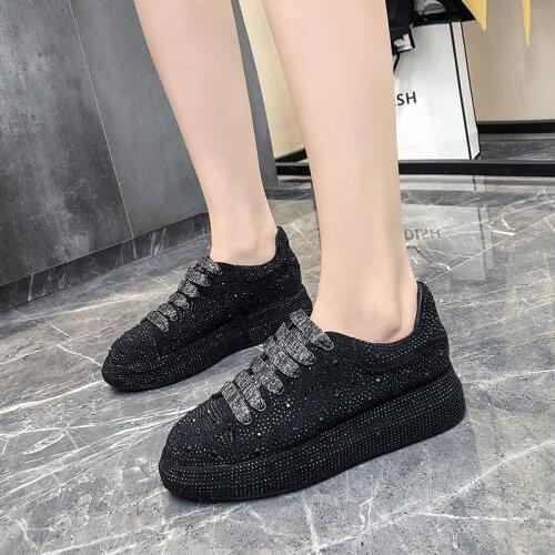 Sports Shoes Womens Spring And Autumn New RhinestoneShoes Womens Lightweight Low-Cut Old Shoes Breathable Casual Shoes Women
